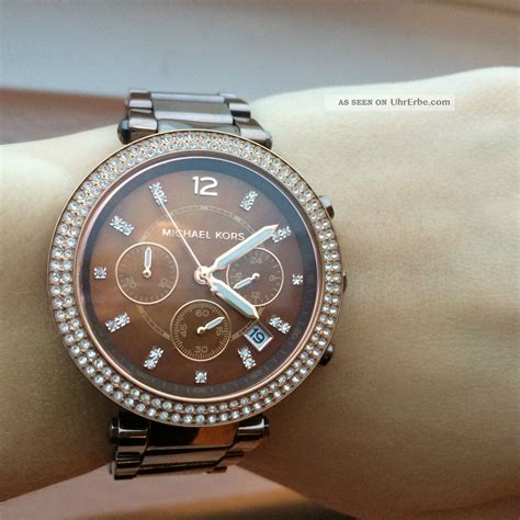 michael kors uhr braun glitzer|Michael Kors armband.